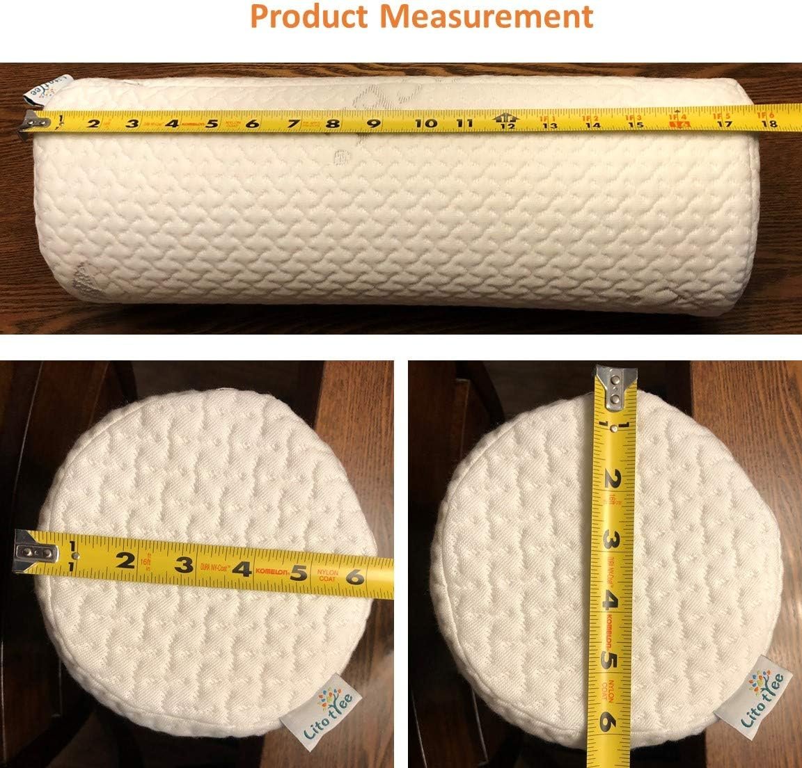 Comfort Memory Foam Neck Roll and Cervical Bolster Round Pillow with Removable Washable Soft Cover for Spine and Neck Back Lumbar Leg Vertebra Support (18x6 inch Pillow) - Image 3