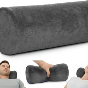 AllSett Health Round Cervical Roll Cylinder Bolster Pillow with Removable Washable Cover, Ergonomically Designed for Head, Neck, Back, and Legs, Grey | 13″ X 5″