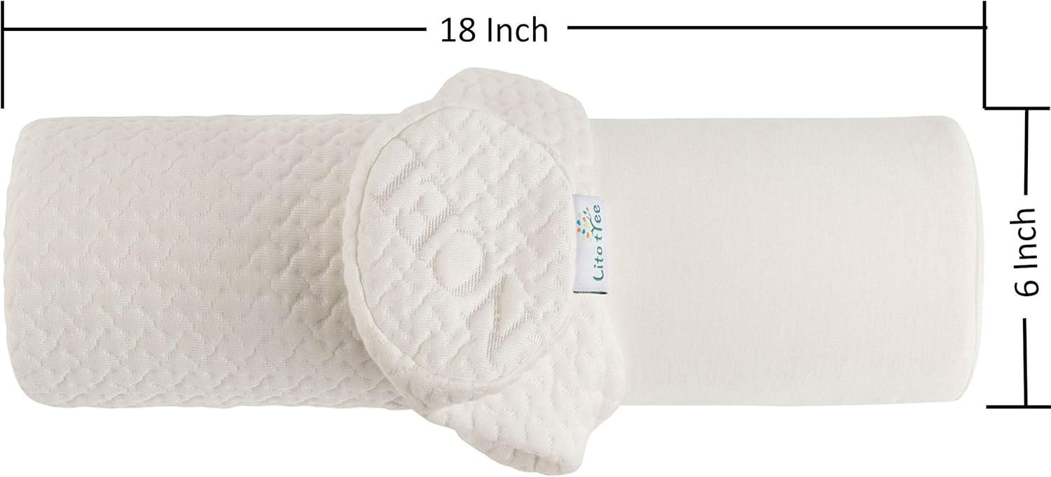 Comfort Memory Foam Neck Roll and Cervical Bolster Round Pillow with Removable Washable Soft Cover for Spine and Neck Back Lumbar Leg Vertebra Support (18x6 inch Pillow) - Image 2