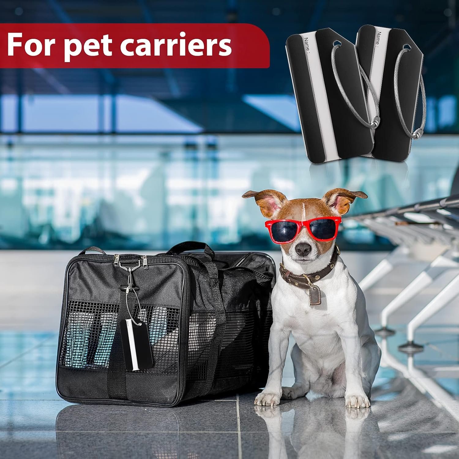 12 Pieces Luggage Tags Business Card Holder Aluminum Metal Travel ID Bag Tag for Suitcases Travel Luggage Baggage Identifier(Black) - Image 7