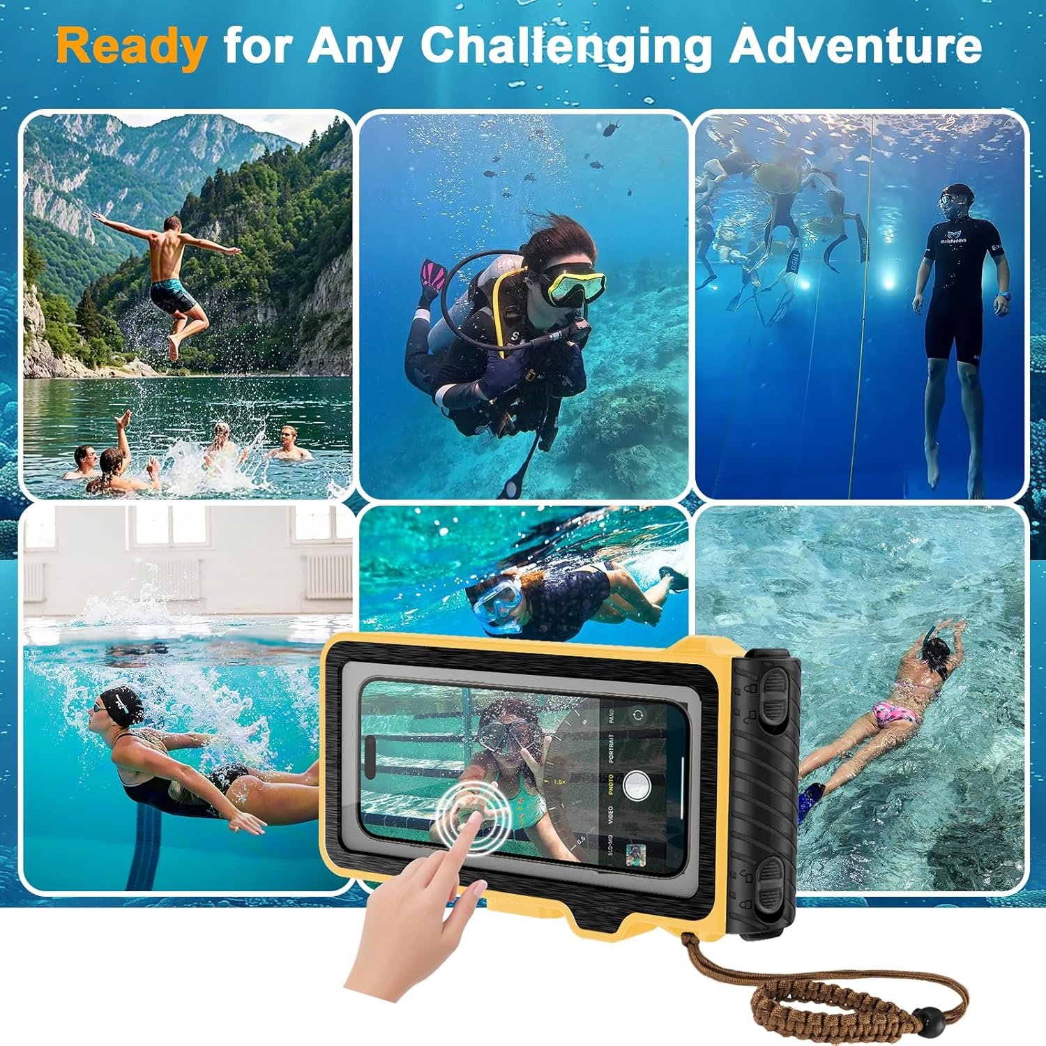 2026 Diving Snorkeling Phone Case for iPhone 17/16/15/14/13/12/11 Pro Max/XS/X Samsung Galaxy S25/S24/S23 Professional Scuba Dive Waterproof Underwater Photo Video Cover (4TH Gen, Yellow) - Image 6
