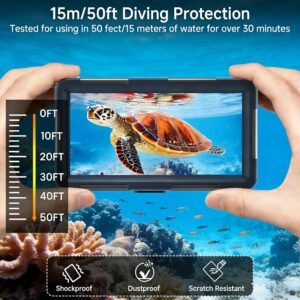 2026 Underwater Snorkeling Diving Phone Case for iPhone 17/16/15/14/13/12Pro Max/Galaxy S25/S24/S23.[50ft/15m] Professional Scuba Dive Waterproof Case Universal Underwater Photo & Video(Blue)