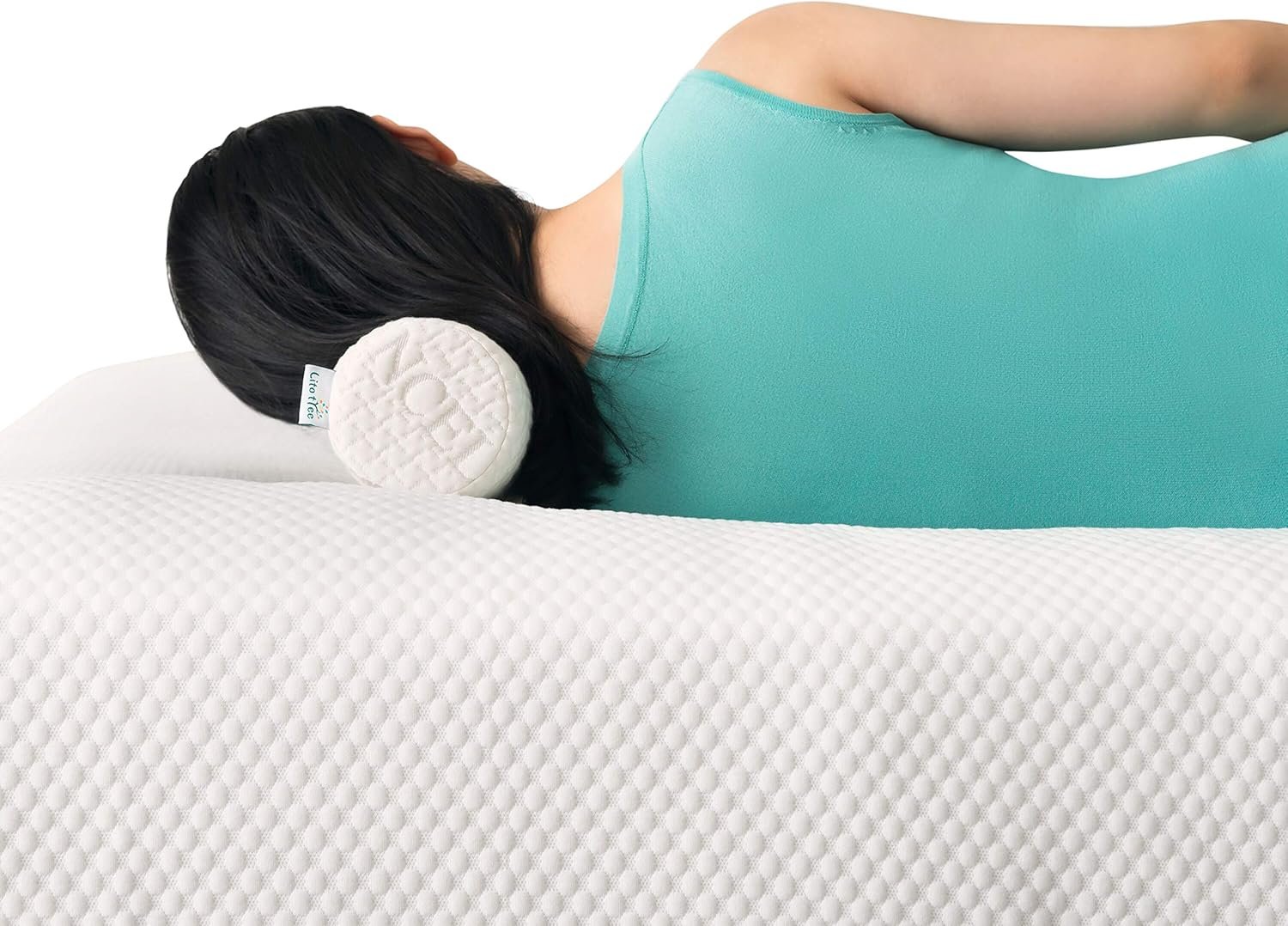 Comfort Memory Foam Neck Roll and Cervical Bolster Round Pillow with Removable Washable Soft Cover for Spine and Neck Back Lumbar Leg Vertebra Support (18x6 inch Pillow) - Image 5
