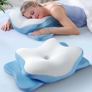 5X Pain Relief Cervical Neck Pillow for Neck Support, Ergonomic Cooling Side Sleeper Pillow for Sleeping, Odorless Contour Memory Foam Pillows, Bed Pillow for Side Back Stomach Sleeper