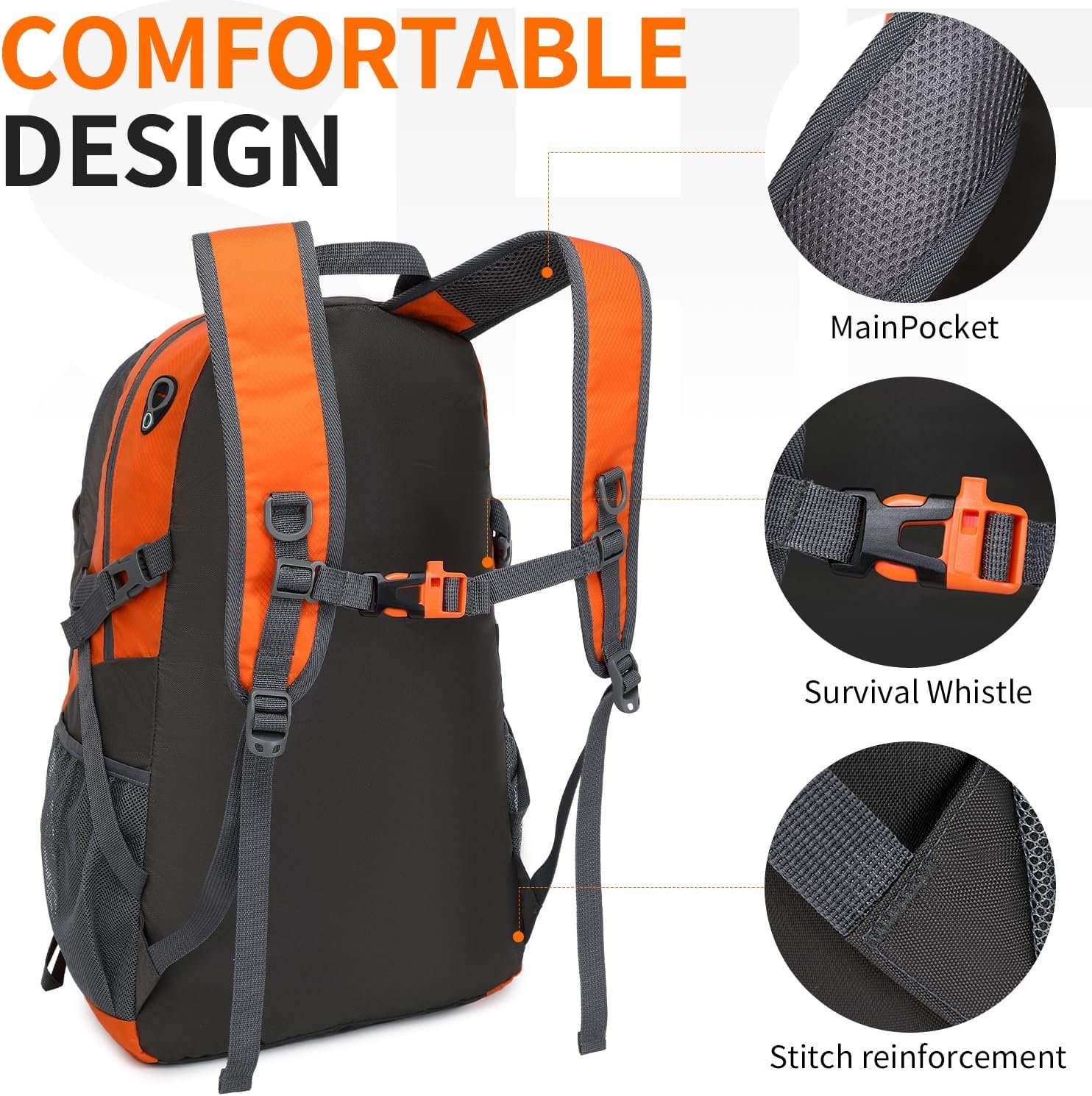 40L Hiking Backpack Lightweight Daypack Waterproof Travel Camping Backpack for Men Women Sport Packable - Image 4