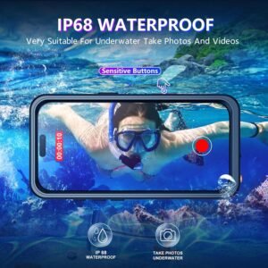 Temdan Compatible with iPhone 17 Pro Max Case,Waterproof Built-in Screen & Camera Protector IP68 Underwater Full Body 17FT Military Dropproof Shockproof Phone Case 6.9″-Black/Clear