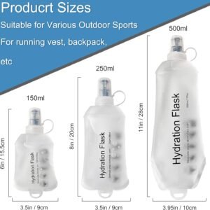 CLINTT 500ml Soft Flask, Foldable Running Water Bottle, TPU Folding Soft Water Flask, BPA-Free Collapsible Flask for Hydration Pack Running Vest, Cycling, Climbing, Hiking – 1Pcs, White