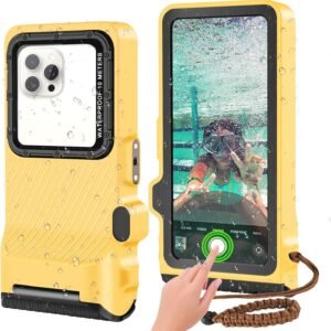 2026 Diving Snorkeling Phone Case for iPhone 17/16/15/14/13/12/11 Pro Max/XS/X Samsung Galaxy S25/S24/S23 Professional Scuba Dive Waterproof Underwater Photo Video Cover (4TH Gen, Yellow)