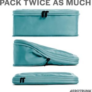 Aerotrunk Compression Packing Cubes for Travel – Luggage Organizer Bags – Double Zipper Packing Cubes for Suitcases (4-Pack, Teal)
