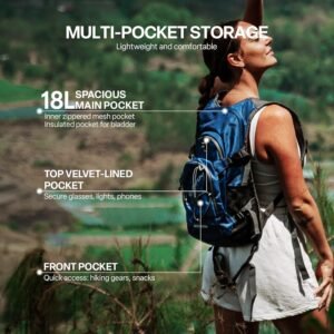 Everfun Hydration Backpack 18L with Water Bladder 2L/3L Hiking Water Backpack Women Men Hydration Pack Insulated Lightweight Day Hydropack with Storage for Hiking, Biking, Running, Festival