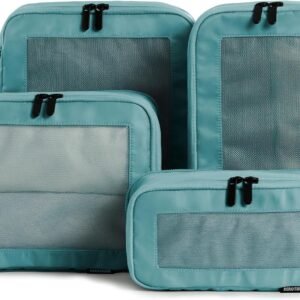Aerotrunk Compression Packing Cubes for Travel – Luggage Organizer Bags – Double Zipper Packing Cubes for Suitcases (4-Pack, Teal)