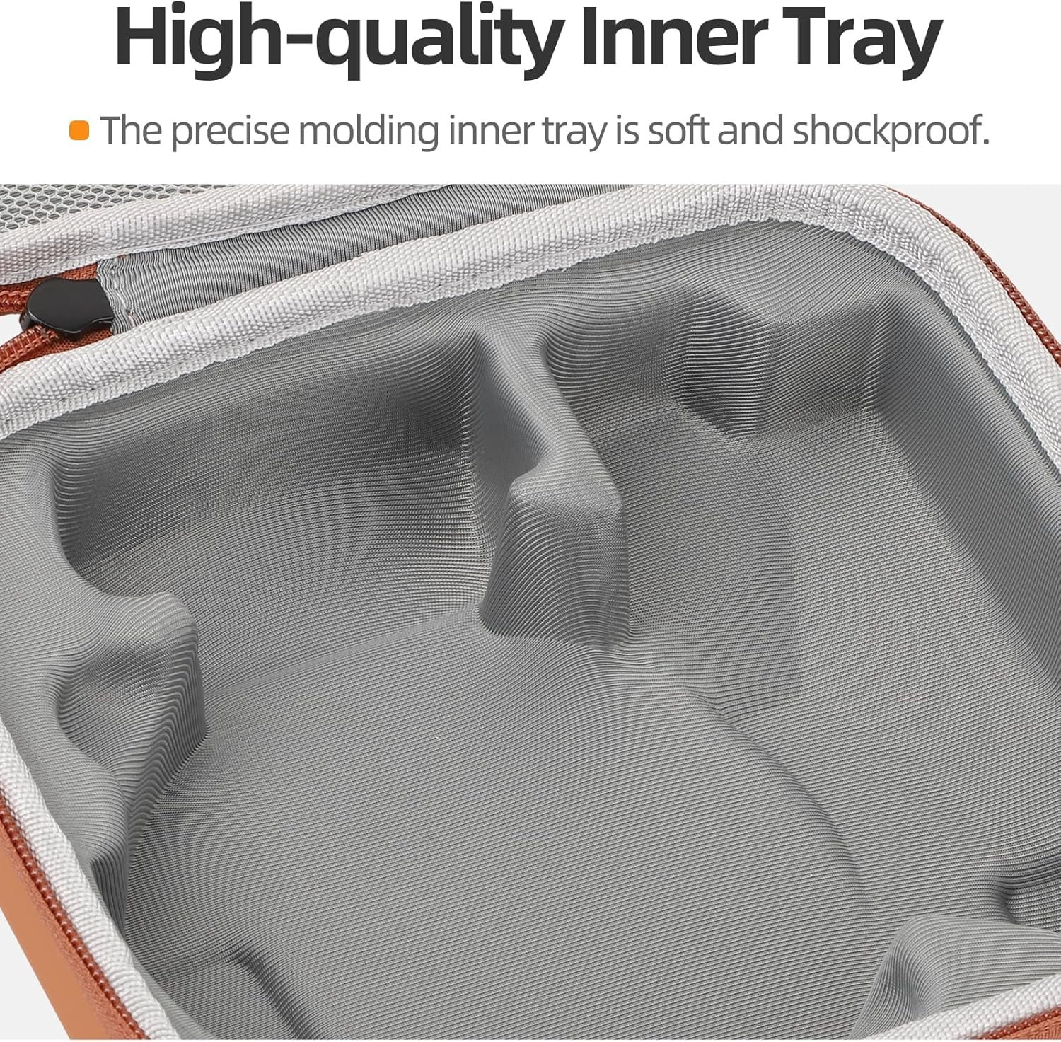 Carrying Case for DJI Flip,Portable Waterproof Travel Storage Bag for Flip Drone Accessories, Hard Shell PU Leather EVA Protective Cover with Carabiner for DJI Flips (Orange) - Image 4