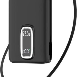 Power Bank Fast Charging, Small 22.5W 10000mAh USBC Portable Charger with Built-in USB-C Cable, Mini Battery Pack Essentials, 2 USB C and 1 A, for iPhone 17/16/15 Series, Samsung, Google,Android
