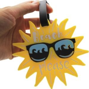 Mziart Cute Luggage Tags for Women Men, Summer Beach Bag Tags Unique Travel Baggage Tags Suitcase Identifier Labels, Set of 5