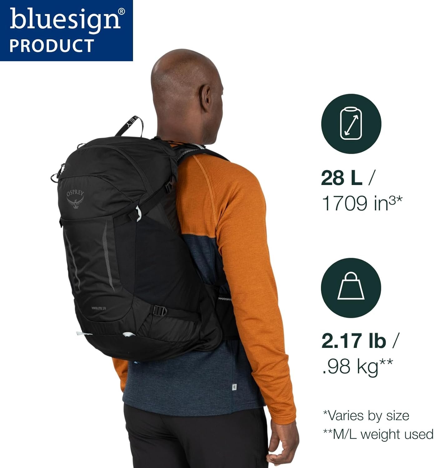 Osprey Hikelite 28L Lightweight Hiking Backpack - Durable Travel Daypack with Rain Cover for Men and Women, Chameleon/Black, S/M - Image 2