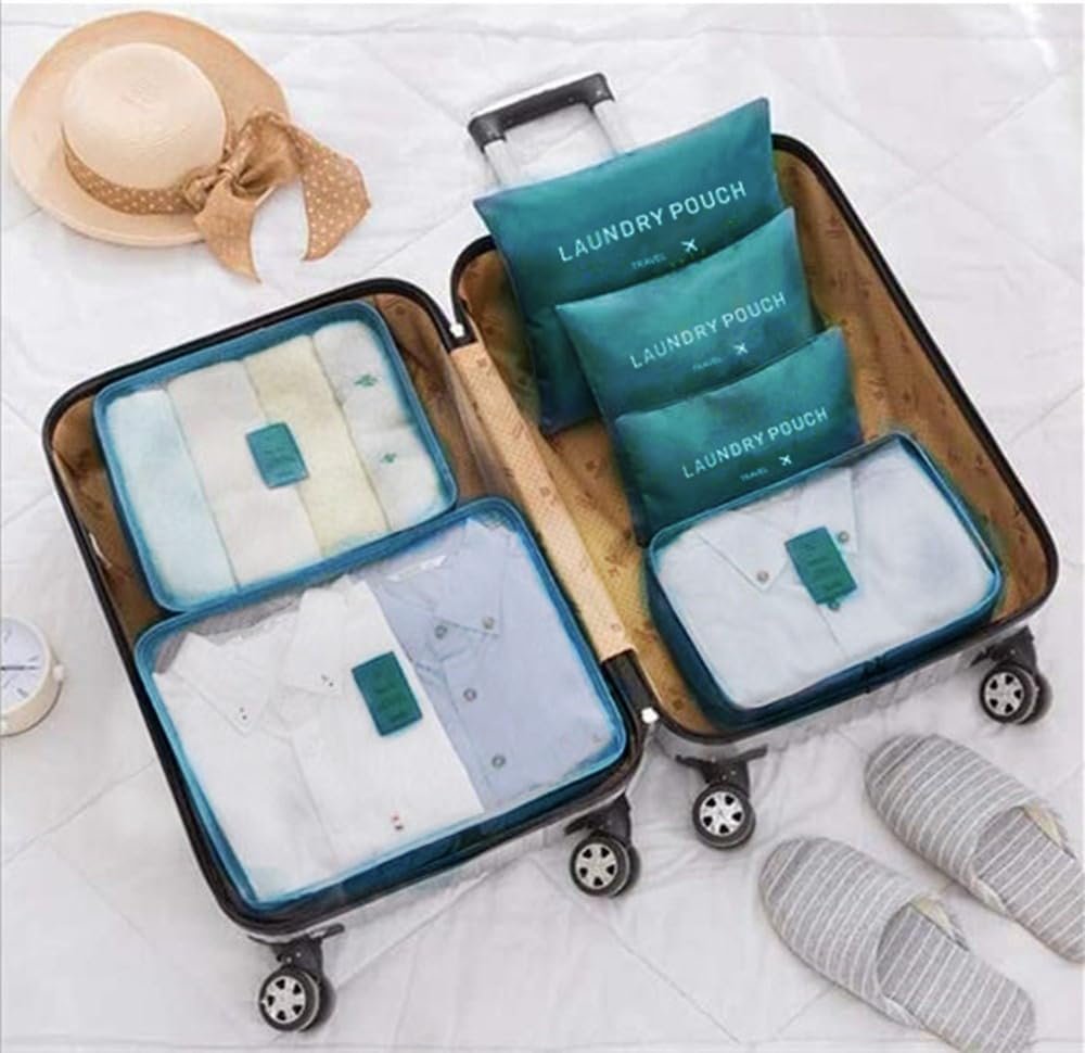 6 Pack Packing Cubes for Suitcases - Compression Luggage Packing Organizers with Laundry Pouch - Travel Storage Bags for Travel Accessories, Clothes, Cosmetics, Toiletries - Dark Green - Image 4