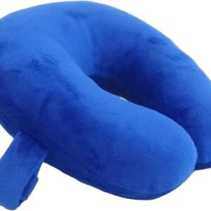 Kids Travel Neck Pillow – Cozy Soft Microfiber, Compact Design for Airplane, Car Seat, or Toddler Travel Support – Blue