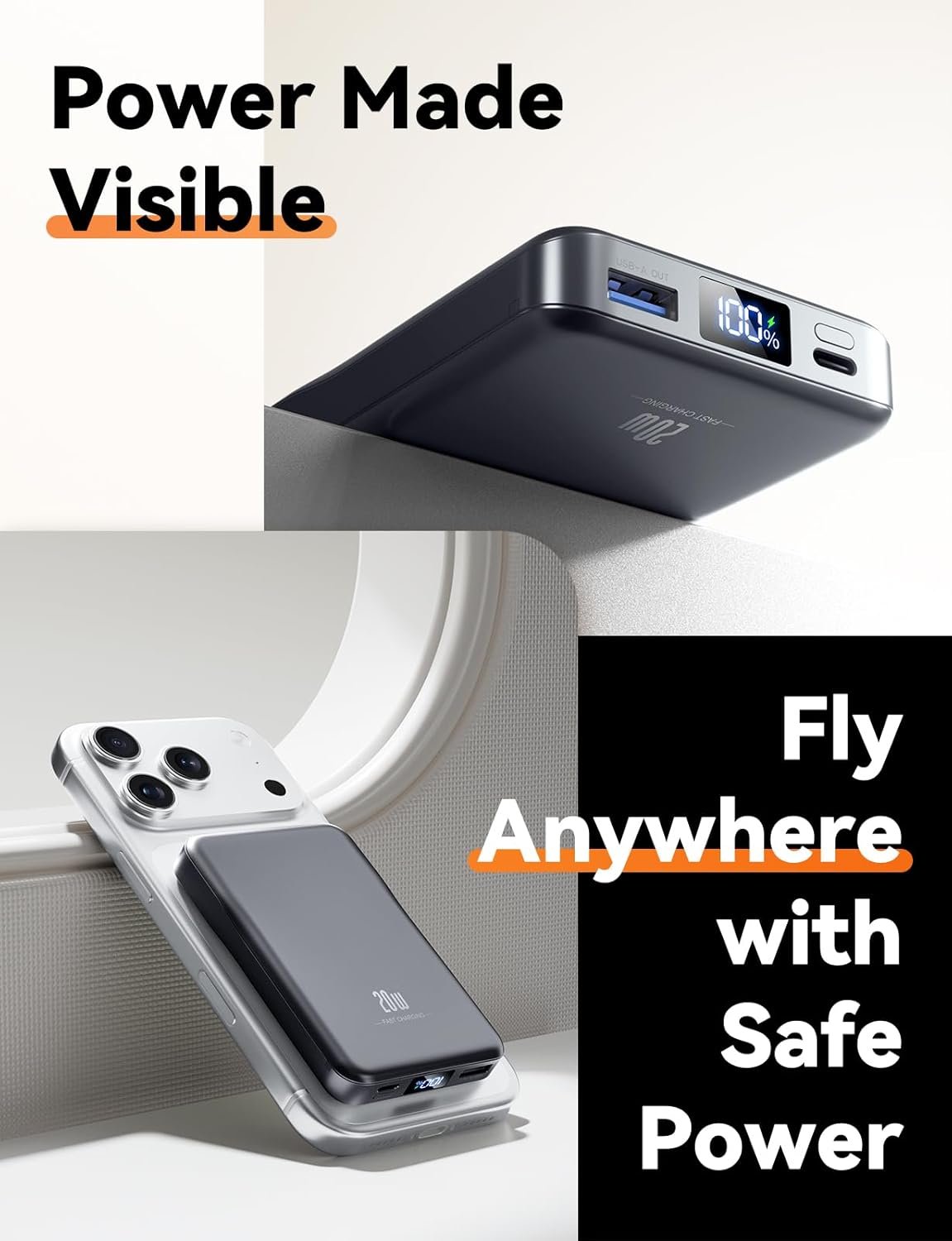 Magnetic Portable Charger, 10000mAh for Magsafe Battery Pack, 20W Fast Charging Power Bank, Travel Essential of Wireless Charger Compatible with iPhone 17/16/15/14/13 Pro/Max/Air/Plus-SpaceGray - Image 5