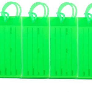 4 Packs Colorful Flexible Travel Luggage Tags for Baggage Bags/Suitcases – Name ID Labels Set for Travel – Green