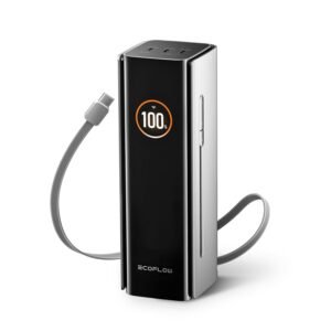 EF ECOFLOW Rapid Pro Power Bank (27650mAh, 300W Max Output, 140W Built-in Cable), 4-Port Portable Charger, TSA-Approved, Up to 320W Recharge, Compatible with MacBook, iPhone 17/16/15, Galaxy, Laptop