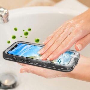 Waterproof Phone Case Compatible with iPhone 13, IP68 Waterproof Shockproof Dust-Proof Phone Case with Built in Screen Protector, Full Body Protective Case (Black, iPhone 13)