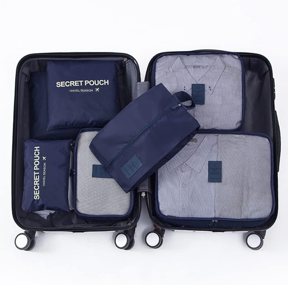 7 Set Packing Cubes Packing Organizers for Suitcase Travel Luggage Organizers with Shoes Bag for Suitcase Travel Accessories, Navy Blue - Image 6