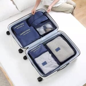 7 Set Packing Cubes Packing Organizers for Suitcase Travel Luggage Organizers with Shoes Bag for Suitcase Travel Accessories, Navy Blue