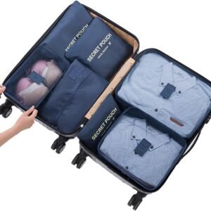 7 Set Packing Cubes Packing Organizers for Suitcase Travel Luggage Organizers with Shoes Bag for Suitcase Travel Accessories, Navy Blue