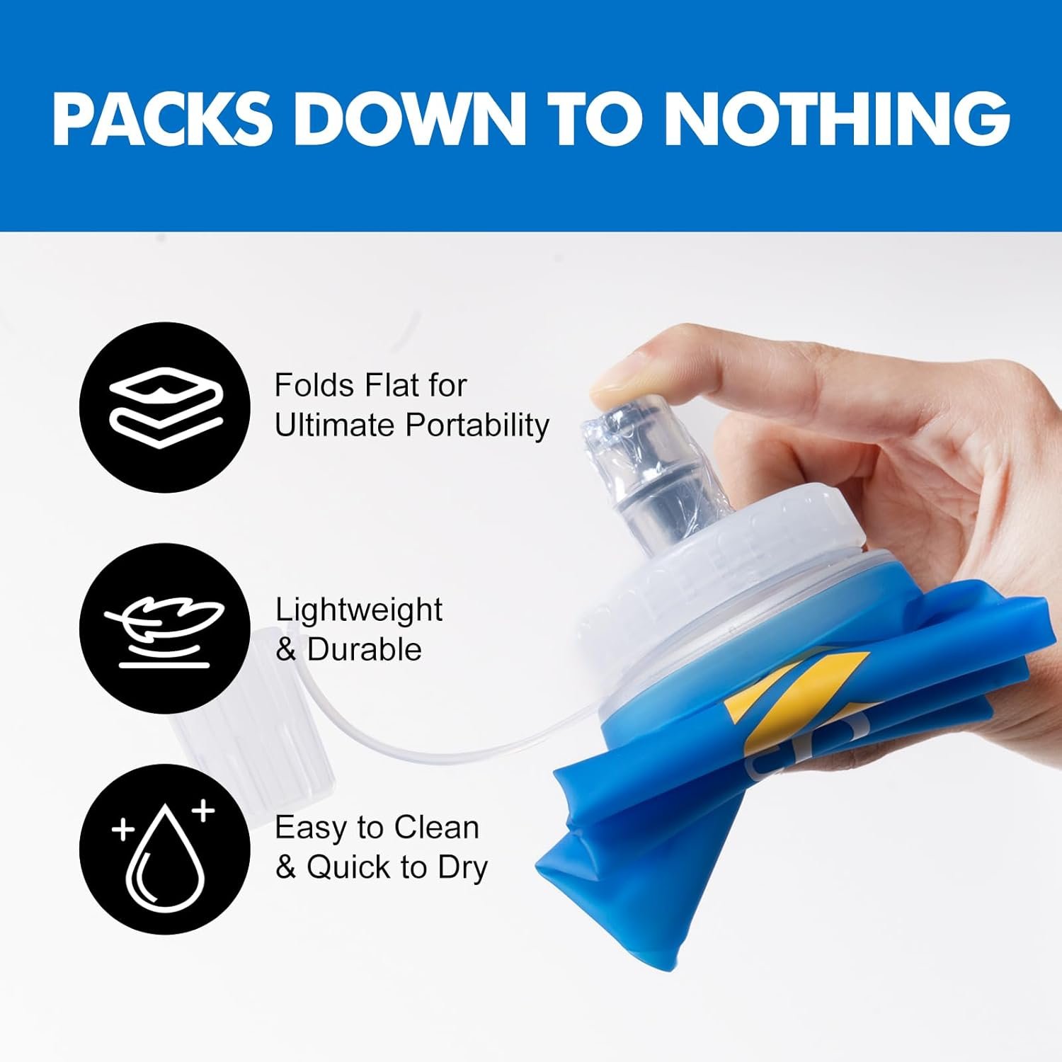 AONIJIE 500ml/2Pcs Soft Flask Collapsible Water Bottle for Running, Wide Mouth for Ice, BPA-Free Flexible Running Water Bottle Fits Hydration Vests, Foldable & Lightweight - Image 4