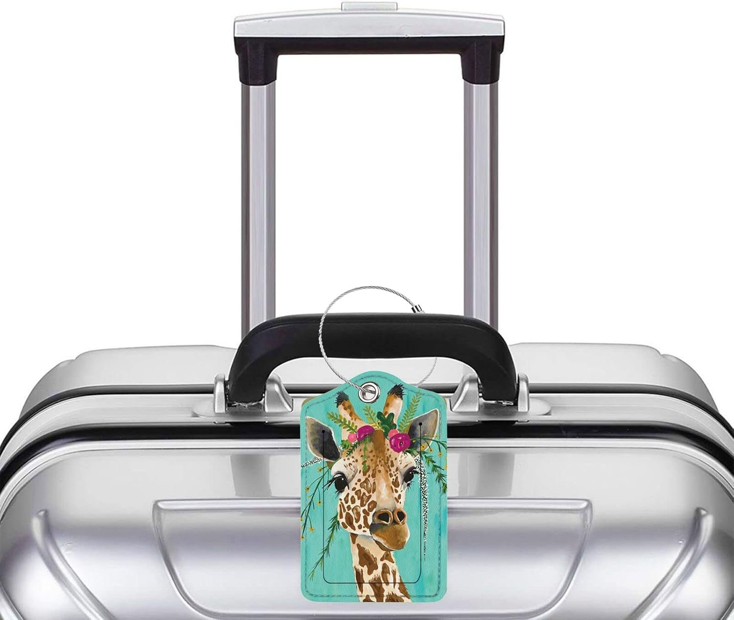 2 Pack Luggage Tag for Suitcase, Cute Unique Leather Bag Tags Identifiers Privacy Cover ID Label with Durable Steel Loop for Women Men Kids Girls Travel, Giraffe - Image 5