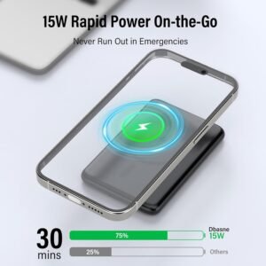 for Magsafe Portable Charger, Magnetic Power Bank 0.3″ Ultra Slim 5000mAh Wireless powerbank with Type-C Cable 20W PD Fast Charging Battery Pack, Phone Charger for iPhone 17/16/15/14 all Series black