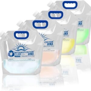 WaterStorageCube Premium Collapsible Water Container Bag, BPA Free Food Grade Clear Plastic Storage Jug for Camping Hiking Backpack Emergency, No-Leak Freezable Foldable Water Bottle 1.3/2.6 Gallon