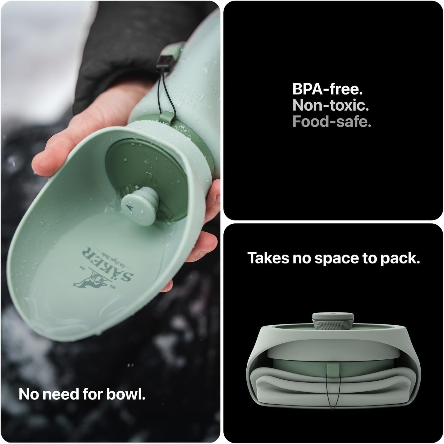 SÄKER Portable Dog Water Bottle, Collapsible Water Bottle for Dogs Perfect for Walking, Hiking and Outdoors | Works as a Portable Water Bowl | Designed in Montreal - 550ml - Image 5