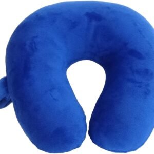 Kids Travel Neck Pillow – Cozy Soft Microfiber, Compact Design for Airplane, Car Seat, or Toddler Travel Support – Blue