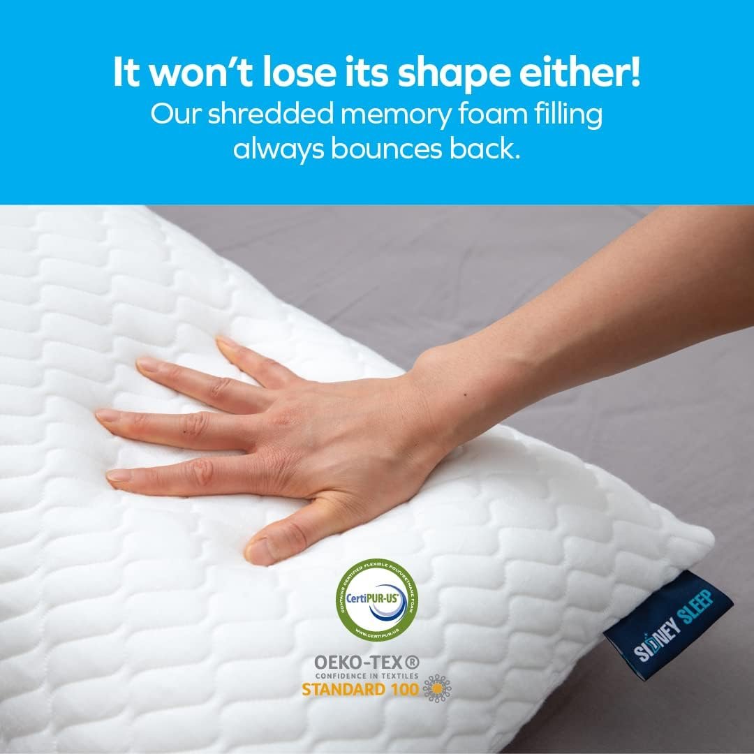 Sidney Sleep Adjustable Curved Contour Fill Pillow – Queen Size – for Side and Back Sleepers – Neck & Shoulder Comfort Support – Extra Fill Included (White) - Image 8