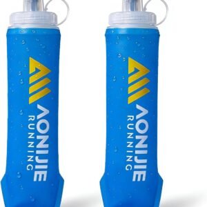 AONIJIE 500ml/2Pcs Soft Flask Collapsible Water Bottle for Running, Wide Mouth for Ice, BPA-Free Flexible Running Water Bottle Fits Hydration Vests, Foldable & Lightweight