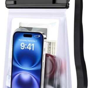 Large Waterproof Phone Pouch [with Sealing Strip], Cell Phone Dry Bag for iPhone 17 16 15 14 Pro Max Galaxy S25 S24 S23 S22 All Devices, Floating Water Proof Bag for Beach Water Park White