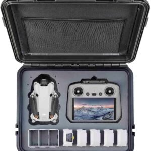 Drone Case for DJI Mini 3 or 4 Pro Fly More Combo, Hard Plastic Waterproof Shockproof Dust-proof Easy for Organize Storage Transport When Traveling Camping and Outdoor Use, Black