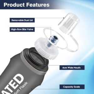 3 Pack Soft Water Bottle, 25oz/750ml Flask Running Bottles for Hydration Packs, TPU Collapsible Reusable Handheld Flasks for Hiking Cycling Climbing