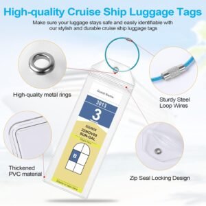 Cruise Luggage Tag Holder for Royal Caribbean Ships & Celebrity, 6Pack Clear Tags Cruise Travel Essentials for 2025-2026