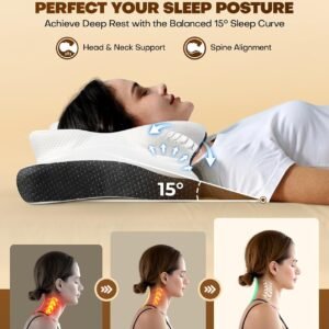 Cozyplayer True Cooling Cervical Neck Pillow for Pain Relief, Ergonomic Side Sleeper Pillow for Neck Support, Odorless Orthopedic Contour Memory Foam Pillows, Bed Pillow for Back Stomach Sleeper