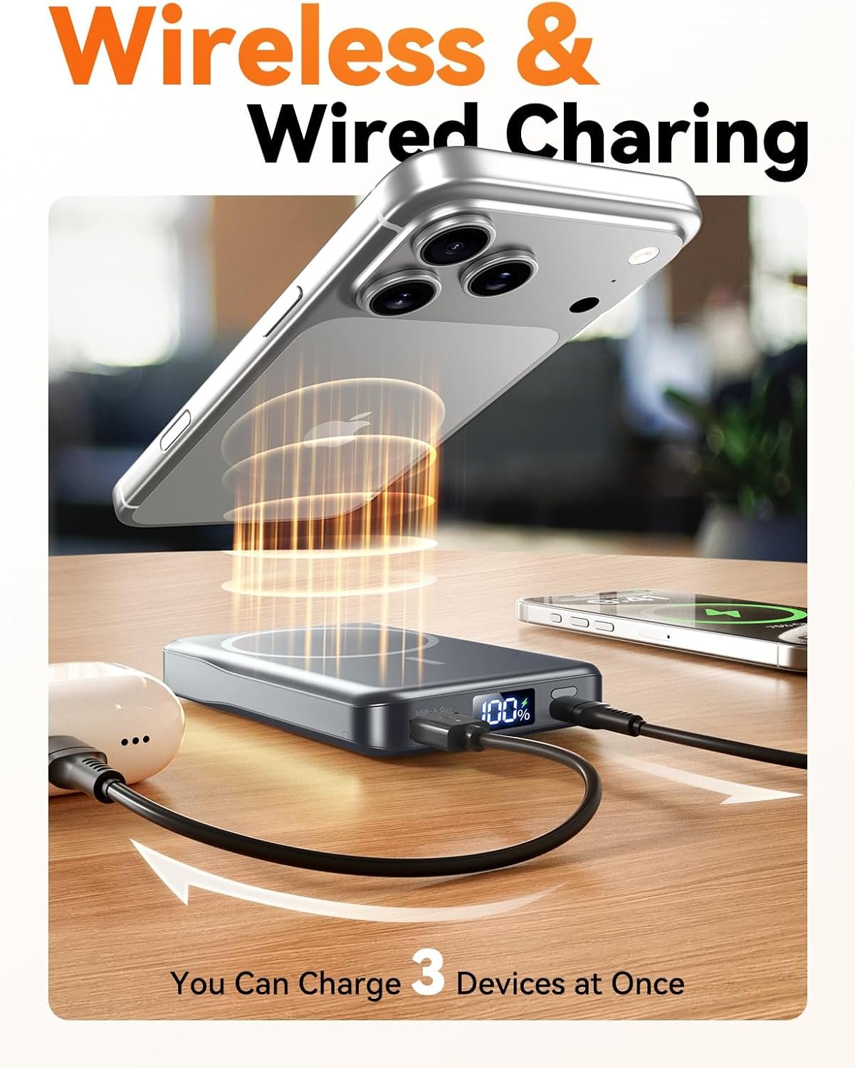 Magnetic Portable Charger, 10000mAh for Magsafe Battery Pack, 20W Fast Charging Power Bank, Travel Essential of Wireless Charger Compatible with iPhone 17/16/15/14/13 Pro/Max/Air/Plus-SpaceGray - Image 4