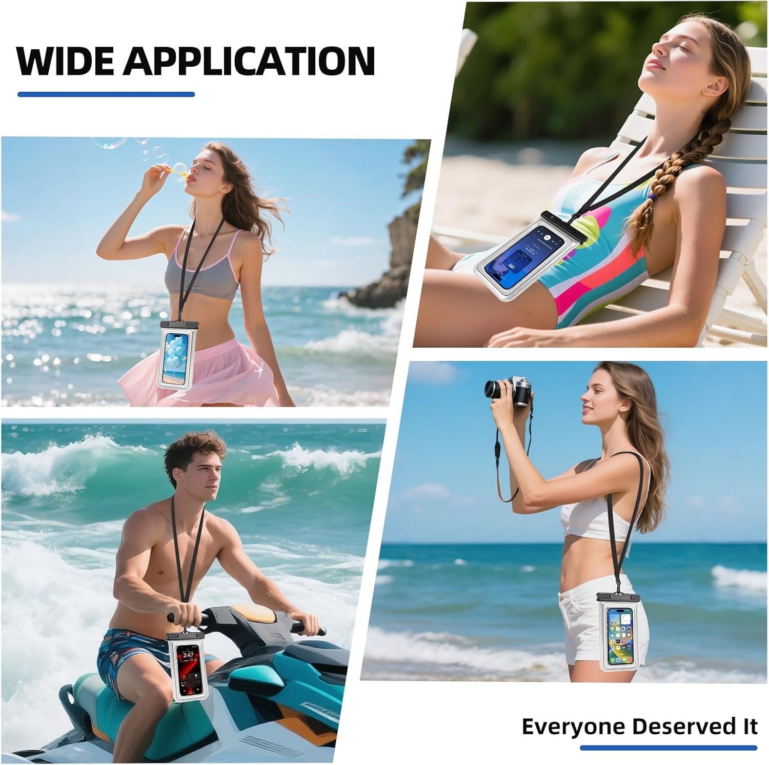 Waterproof Phone Pouch, IP68 Floating Waterproof Phone Case, Dry Bag Beach Essentials with Adjustable Lanyard for iPhone 16 Pro Max /15 Pro/Galaxy S24 S23, Up to 7.0'', Flash Silver, 1 Pack - Image 7