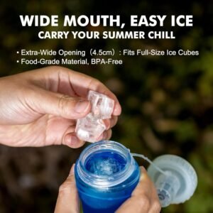 AONIJIE 500ml/2Pcs Soft Flask Collapsible Water Bottle for Running, Wide Mouth for Ice, BPA-Free Flexible Running Water Bottle Fits Hydration Vests, Foldable & Lightweight