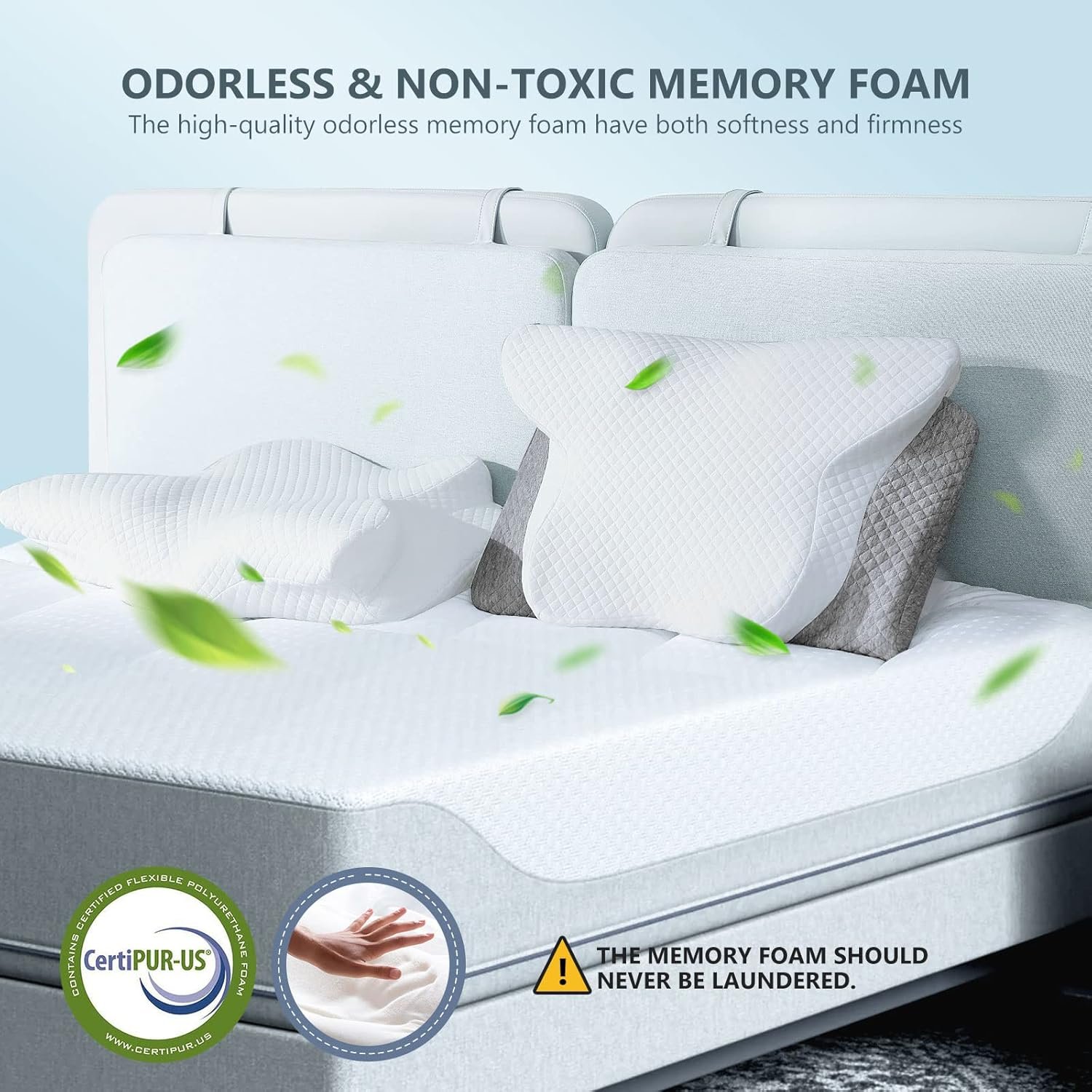 ZAMAT Adjustable Cervical Memory Foam Pillow, Odorless Neck Pillows for Pain Relief, Orthopedic Pillows for Sleeping with Cooling Pillowcase, Ergonomic Support Pillow for Stomach, Back, Side Sleeper - Image 5