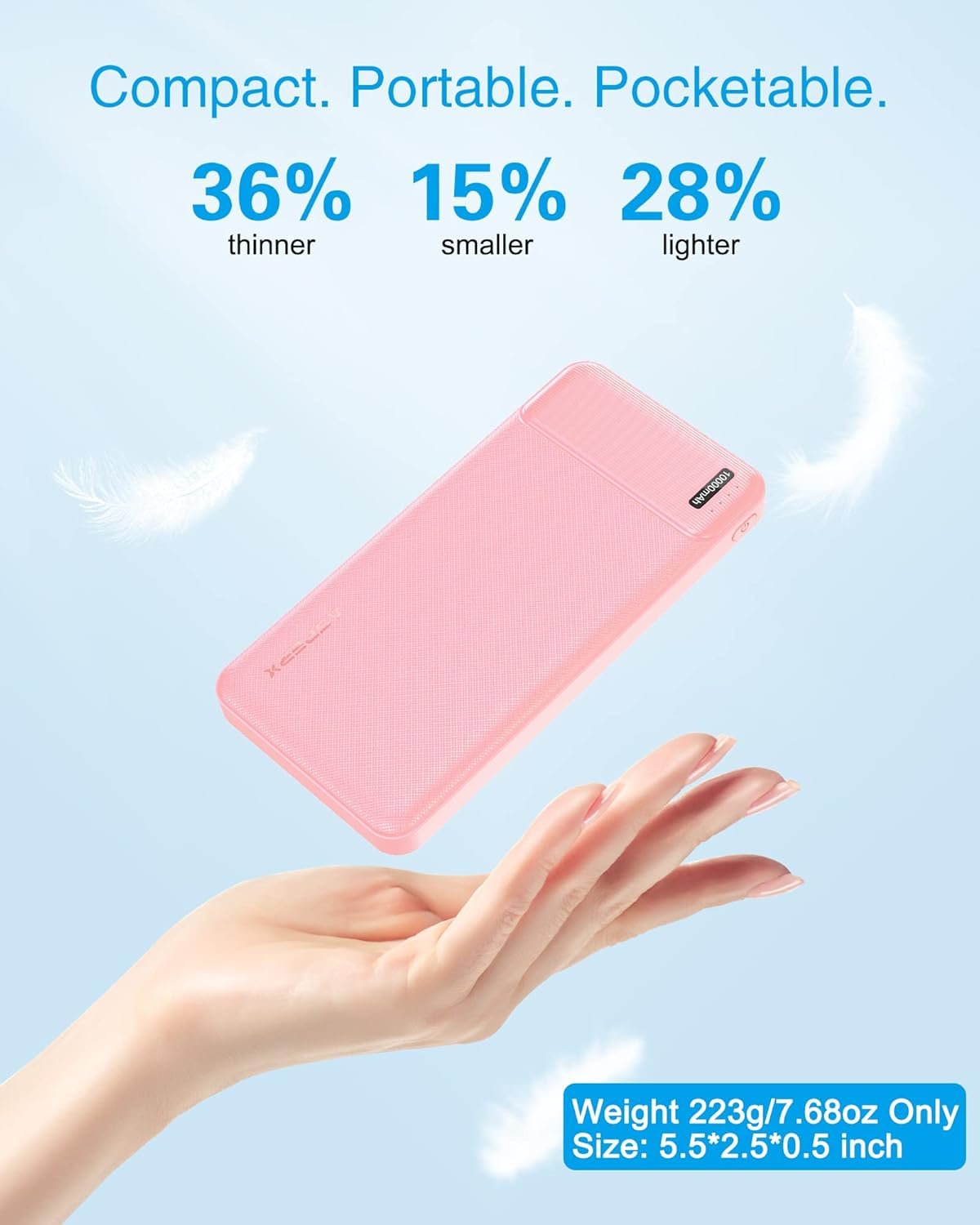 AsperX 2-Pack 10000mAh USB C Output Portable Charger Power Bank Fast Charging, Portable Battery Bank External Battery Pack for iPhone, Samsung, Google LG and Heated Vest - Image 2