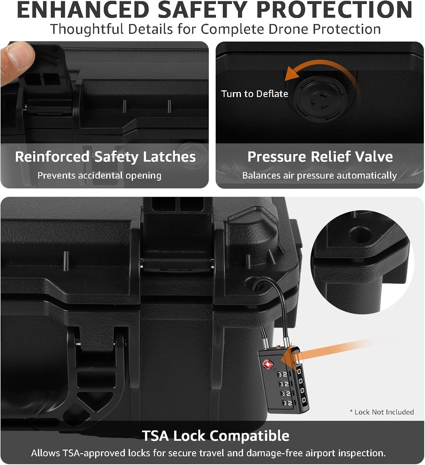 Travel Hard Case for DJI Flip, Fly More Combo | Holds Up to 7 Batteries, Fits Drone, DJI RC 2 / RC-N3 Remote Controller, Charging Hub & Accessories | IP67 Waterproof, Shockproof, Dustproof - Image 3