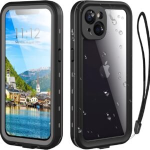 Waterproof Phone Case Compatible with iPhone 13, IP68 Waterproof Shockproof Dust-Proof Phone Case with Built in Screen Protector, Full Body Protective Case (Black, iPhone 13)