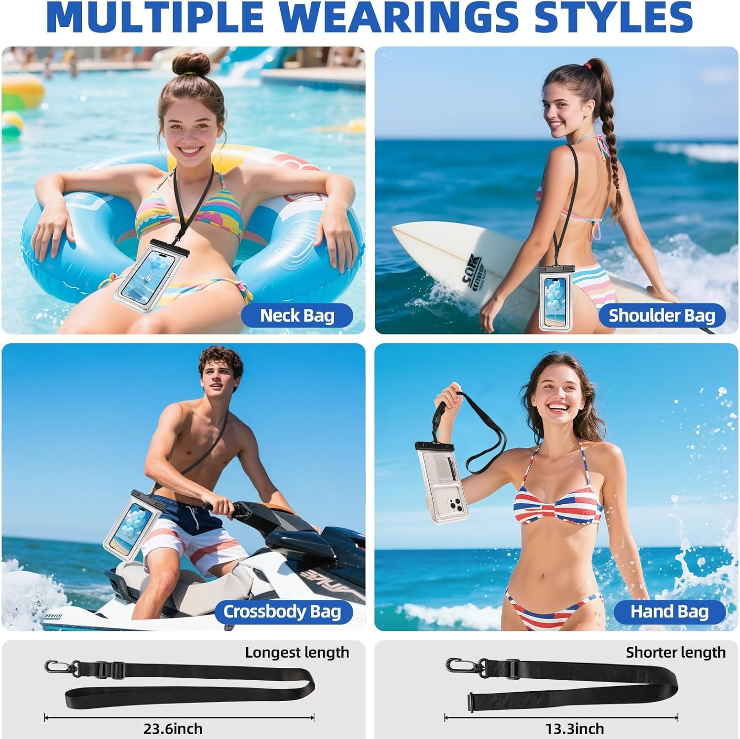 Waterproof Phone Pouch, IP68 Floating Waterproof Phone Case, Dry Bag Beach Essentials with Adjustable Lanyard for iPhone 16 Pro Max /15 Pro/Galaxy S24 S23, Up to 7.0'', Flash Silver, 1 Pack - Image 3