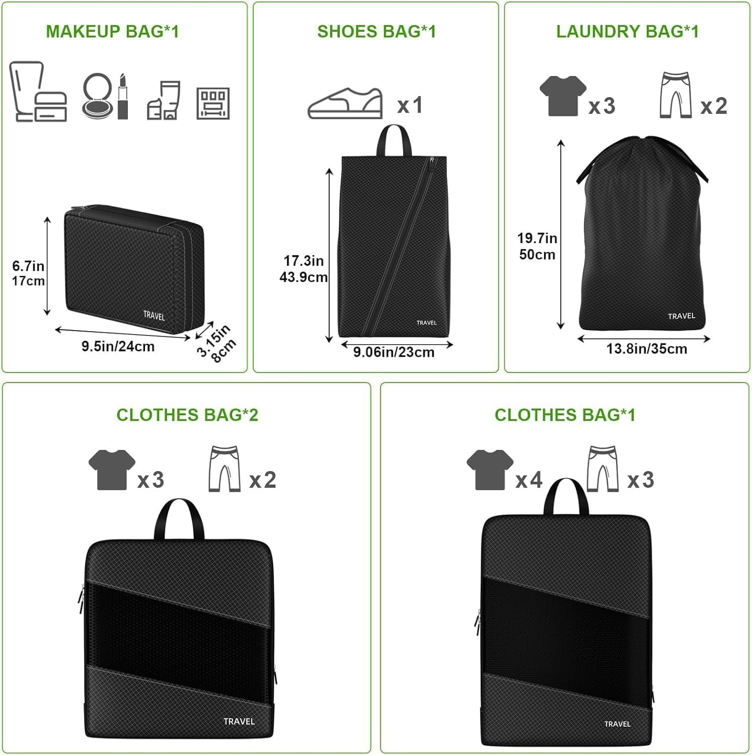 Compression Packing Cubes for Suitcases, UNTIFUL 6 Set Travel Organizer Cubes for Travel Essentials - Image 6